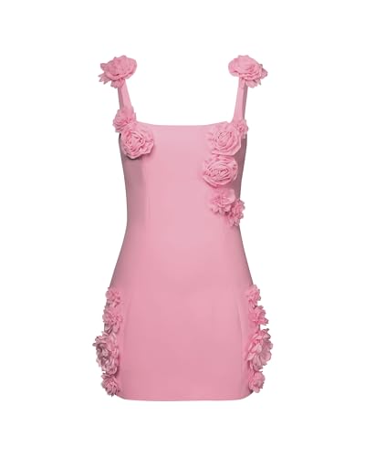 Women's Elaina Pink Rosette Applique Mini Dress