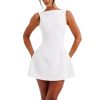 Women's Backless Vest Basic Dress Sexy Slim Short Dress Sleeveless Open Back Mini Dresses