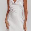 Summer Women Satin Backless Cowl Neck Mini Dress Silk Sleeveless Sexy Short Cocktail Party Dresses for Women 2025
