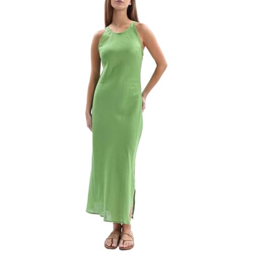 Women's 100% Linen Summer Sleevelesss Splits Bodycon Maxi Dresses Casual