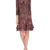 Women's 3/4 Sleeve High Neck Ruffle Trim Jersey Mini Dress