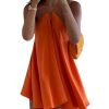 Women's Halter Dress Tie Open Back Twist Sleeveless Flowy A Line Mini Dresses