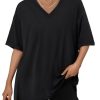 Oversized Tshirts for Women Workout Plus Size Tops V Neck Short Sleeve Gym Shirts Casual Loose Fit Basic Tees