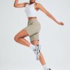 Women's 7" Athletic Long Running Shorts Workout Gym Quick Dry Hiking Shorts High Waisted Zipper Pocket