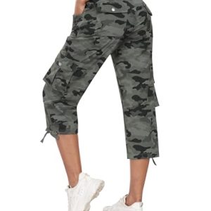 Women's Cargo Capris Hiking Pants Lightweight Quick Dry Outdoor Athletic Travel Casual Loose Comfy Cute Pockets