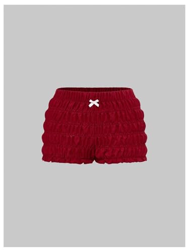 Women's 2 Piece Summer Cute Outfits Cherry Letter Print Bow Cami Top Ruched Bloomers Shorts Set