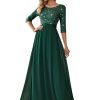 Women's Elegant A Line Crew Neck Half Sleeve Sequin Maxi Evening Dress 00683
