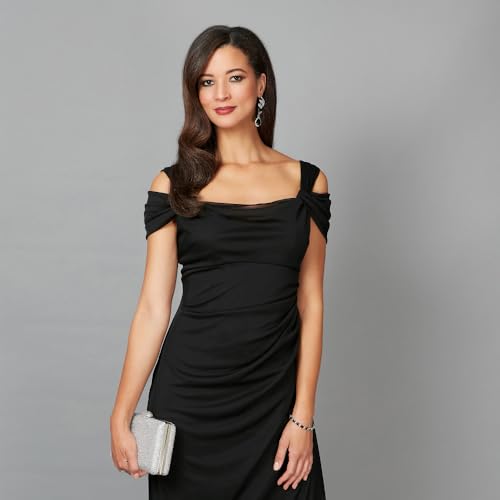31e9Uz14OvL.jpg Women's Long Cold Shoulder Dress, Mother of The Bride, Formal Events, (Petite and Regular Sizes)