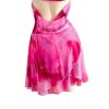Women's Tie Dye Mesh Halter Mini Dress Deep V Neck Draped Backless Sleeveless Vacation Summer Dresses