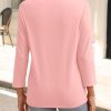31tRrchpZoL.jpg Womens V Neck Polo Shirts 3/4 Sleeve Collared Tops Business Casual Summer Tops Trendy Loose