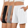 3 Pack Women's Casual Shorts Lounge Soft Summer Ribbed Elastic High Waisted Shorts Pocket Workout Athletic SweatShorts