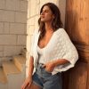 Womens Crochet Summer Cardigan Shrug 2025 Lightweight Open Front Hollow-out Batwing Cardigan Sweater Outwear