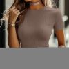 3 Pack Women's Ribbed T-Shirts, Cotton Short Sleeve Basic Tees Crewneck Fitted Tops Casual Shirts 2025 Summer Trendy