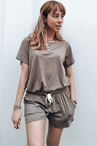 Two Piece Outfits for Women Lounge Sets Button Down Top and Shorts Set Sweatsuits with Pockets