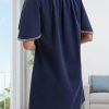 Women's Summer Flutter Short Sleeve A Line Mini Dress Casual Contrast Trim V Neck Short Dress with Pockets