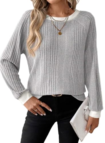 Long Sleeve Shirts for Women Casual Fashion Loose Fit Womens Tops Crewneck Basic Pullover Tunics