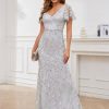 Ruffles Sleeves Mother of The Bride Dresses for Women Sequin Embroidery Mermaid Evening Dress