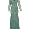 Women's Sleeve Bead Long Dress