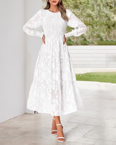Wedding Guest Dresses for Women Fall Fashion 2025 Casual Long Sleeve Floral Maxi Boho Homecoming Dress