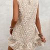 Women's Ruffle Hem Sleeveless Tank Dress Round Neck Casual Smock Summer Mini Dresses