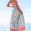 Women's Maxi Dress Ditsy Floral Smocked Summer Sundress Sleeveless Ruffled Spaghetti Straps Long Beach Formal Dress