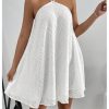 Women's Summer Mini Dress Sleeveless Tie Back Halter Flowy Short Dress