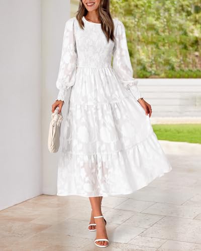 Wedding Guest Dresses for Women Fall Fashion 2025 Casual Long Sleeve Floral Maxi Boho Homecoming Dress