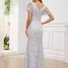 Ruffles Sleeves Mother of The Bride Dresses for Women Sequin Embroidery Mermaid Evening Dress