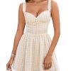 41U3PwiUbqL.jpg Women's Summer Cute Corset Mini Dress Lace Spaghetti Strap Sweetheart Flowy A-line Gingham Short Dresses