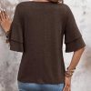 Womens Top Ruffle Sleeve Blouses V Neck T Shirts Casual Outfit Bell Sleeve Tee Spring Fall Summer Fashion Clothes Cute Tunic