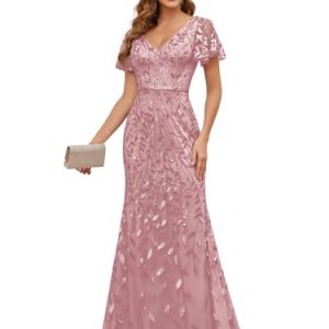 Ruffles Sleeves Mother of The Bride Dresses for Women Sequin Embroidery Mermaid Evening Dress