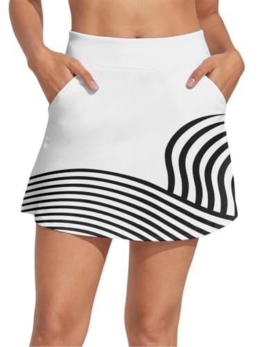 Womens Golf Skirt 16"/19" High Waisted Tennis Skirts for Women Solid Athletic Workout Skirts with Shorts Pockets