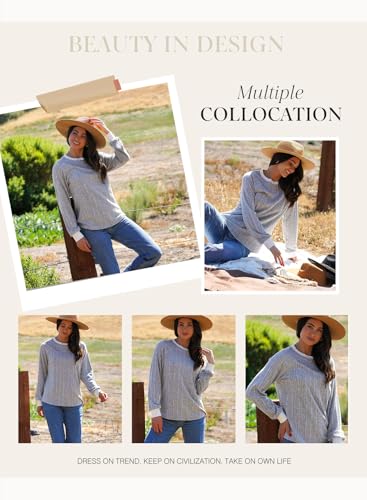 Long Sleeve Shirts for Women Casual Fashion Loose Fit Womens Tops Crewneck Basic Pullover Tunics