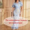 Women's 3D Floral Embroidery Dress Ruffle Sleeve Fishtail Lace Bodycon Party Cocktail Mini Dress