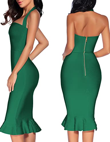 Women's V Neck Halter Fishtail Bandage Bodycon Dress Party
