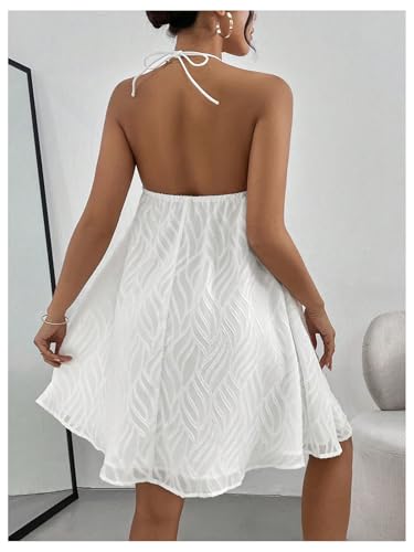 Women's Summer Mini Dress Sleeveless Tie Back Halter Flowy Short Dress