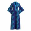 Womens Double Layered Bell Sleeve African Maxi Dress Ankara Wedding Party Dress