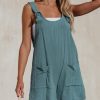 Women's Summer Sleeveless Overall Adjustable Loose Jumpsuit Beach Romper Travel Vacation Outfits with Pockets