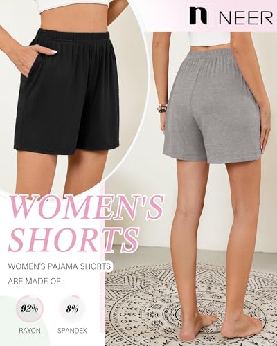 3 Pack Women's Casual Shorts Lounge Soft Summer Ribbed Elastic High Waisted Shorts Pocket Workout Athletic SweatShorts