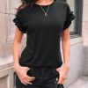 Womens Short Sleeve Tops Summer Tshirts Casual 2025 Cute Ruffle Crewneck Trendy Fashion Dressy Cute Work Outfits