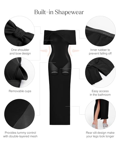 Off The Shoulder Maxi Dress Wedding Guest Formal Dresses for Women Sleeveless Bodycon Long Shapewear Prom Dress