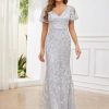 Ruffles Sleeves Mother of The Bride Dresses for Women Sequin Embroidery Mermaid Evening Dress