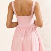 Womens Summer Mini Dress Square Neck Tie Front Lace Spliced Ruched Backless Casual Party Graduation Short Bodycon Dresses