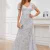 Ruffles Sleeves Mother of The Bride Dresses for Women Sequin Embroidery Mermaid Evening Dress