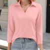 41zmdfXV54L.jpg Womens V Neck Polo Shirts 3/4 Sleeve Collared Tops Business Casual Summer Tops Trendy Loose
