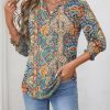 Women's 2025 Fashion Tops 3/4 Length Sleeve Business Casual Blouses Summer Tees Shirts S-4X