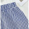 Women's Summer 2 Piece Outfits Plaid Print Sleeveless Tie Front Tank Top Vest Shorts Beach Vacation Set