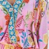 Women's Mini Dress V Neck Floral Half Dolman Sleeve Belted Loose Fit Short Summer Beach Dress