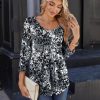 51CwMi7BtwL.jpg 3/4 Sleeve Tops for Women Crew Neck Blouses Pleated Casual Shirts Fall Work Clothes 2025