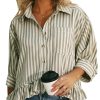 51HW-w47JpL.jpg Womens Summer Tops Dressy Casual Blouse Top Ruffled Short Sleeve Button Down Striped Shirt